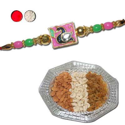 "Rakhi - FR- 8190 A (Single Rakhi) , Dryfruit Thali - code RD700 - Click here to View more details about this Product